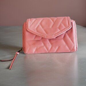 Sonoma Quilted Crossbody Wallet in Coral Pink